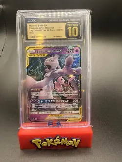 CGC Pristine 10 Japanese Pokemon 2019 Mewtwo and Mew Gx Tag Team 052/173 Holo RR - Image 1