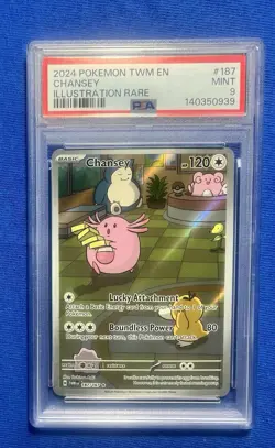 PSA 9 MINT Chansey Twilight Masquerade Illustration Rare Holo Pokemon 187/167 - Image 1