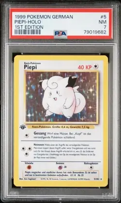 1999 Pokemon German Piepi Holo 1st Edition #5 Graded PSA 7 NM-MT MINT - Image 1