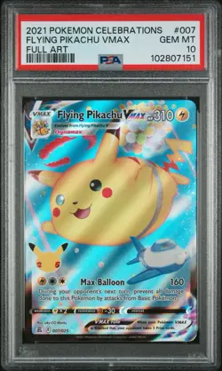 2021 Pokemon SWSH Celebrations Flying Pikachu VM #007/025 PSA 10 - Image 1