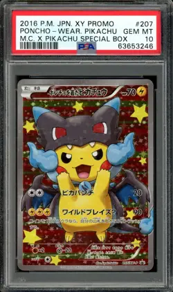Poncho-Wearing Pikachu Charizard X Pokemon 2016 Promo Japanese 207/XY-P PSA 10 - Image 1