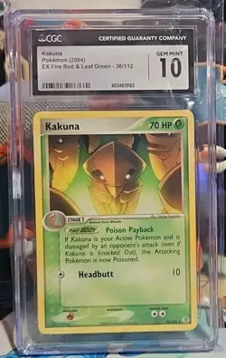 CGC 10 Pokemon 2004 Fire Red Leaf Green Kakuna 36/112 Card - Image 1