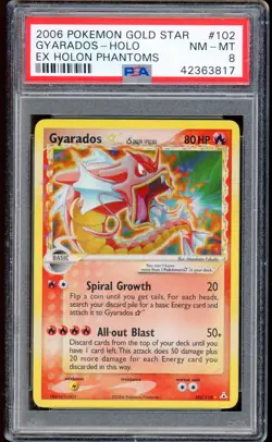 2006 Pokemon Gyarados Gold Star EX Holon Phantoms Holo #102 PSA 8 NM-MT - Image 1