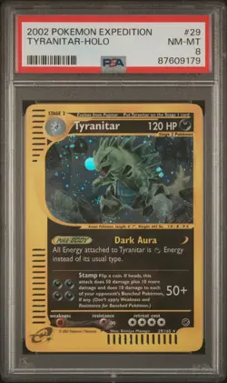 2002 Pokemon Expedition Tyranitar Holo 29/165 PSA 8 Near Mint - Image 1