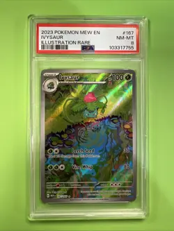 2023 Pokemon 151 Ivysaur Illustration Rare 167/165 English PSA 8 NM-MT - Image 1