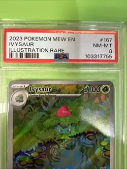 2023 Pokemon 151 Ivysaur Illustration Rare 167/165 English PSA 8 NM-MT - Image 2