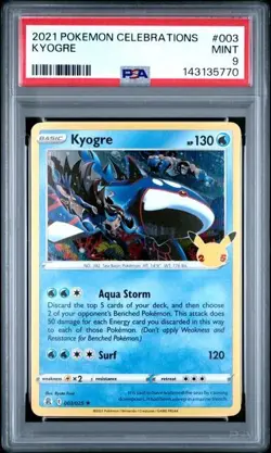 2021 POKEMON CELEBRATIONS #003 KYOGRE PSA 9 - Image 1