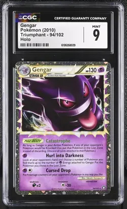 CGC 9 MINT Gengar 2010 Triumphant 94/102 Holo Pokemon Card - Image 1