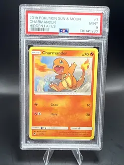 Pokemon Sun & Moon Hidden Fates 7/68 Charmander Pokemon Card PSA 9 - Image 1