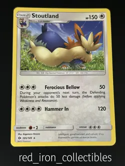 Stoutland 105/149 Rare Sun & Moon Base Pokemon Card 2017 - Image 1