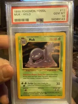 1999 Pokemon MUK 13 Holo Unlimited Fossil PSA 10 Gem Mint Low Pop - Image 1