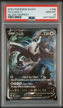 Pokemon 2022 Lugia V 186/195 Full Art Silver Tempest GEM MINT PSA 10 - Image 1