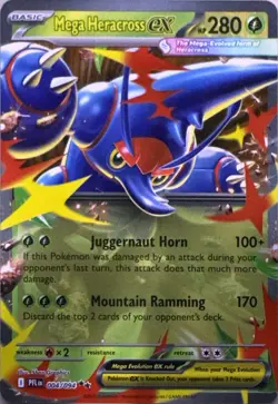 Mega Heracross ex 004/094 Double Rare Phantasmal Flames Pokemon Near Mint - Image 1