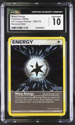 CGC 10 Warp Energy EX Unseen Forces 100/115 Reverse Holo Pokemon Card - Image 1