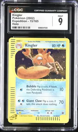 Kingler 15/165 Holo Expedition CGC 9 Graded Pokemon Card - Image 1