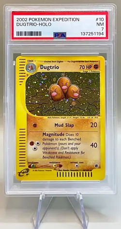 Pokemon Dugtrio #10/165 Holo Rare - 2002 Expedition Base Set - PSA 7 NM! - Image 1