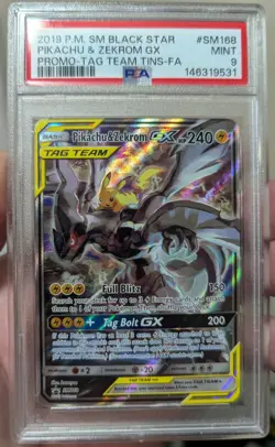 Pikachu & Zekrom GX Pokemon TCG Black Star Promo SM168 Tag Team PSA 9 Mint - Image 1