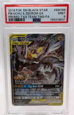 Pikachu & Zekrom GX Pokemon TCG Black Star Promo SM168 Tag Team PSA 9 Mint - Image 2