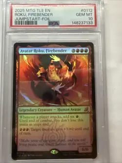 Magic MTG Avatar The Last Airbender Avatar Roku Firebender Foil Art PSA 10 Pop 1 - Image 1