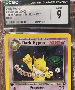 CGC 9 MINT Dark Hypno 9/82 Holo 1st Edition Pokemon 2000 Team Rocket SWIRL - Image 3