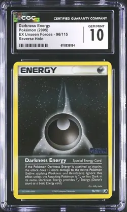 Pokemon Darkness Energy 96/115 EX Unseen Forces Reverse Holo Stamped CGC 10 - Image 1