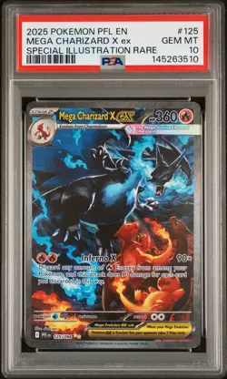 2025 POKEMON PFL EN-PHANTASMAL FLAMES #125 MEGA CHARIZARD X EX PSA 10 - Image 1