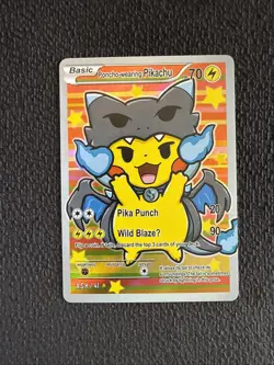 Pikachu Poncho Mega Charizard - Holo Foil - After Skool Hobby Fan Art - Pokemon - Image 1