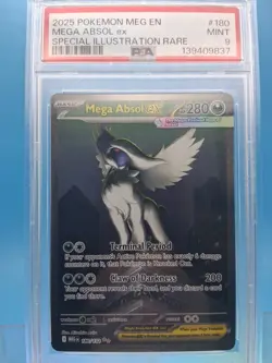 2025 POKEMON MEGA EVOLUTION SPECIAL ILLUSTRATION RARE #180 MEGA ABSOL EX PSA 9 - Image 1