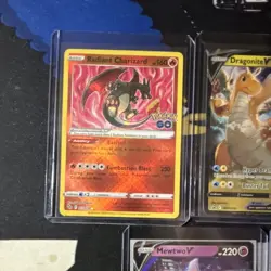 Pokemon TCG GO Foil Promo Lot 5x Radiant Charizard Dragonite V VSTAR Mewtwo V - Image 2