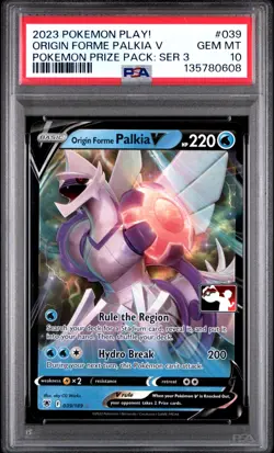 Pokemon Origin Forme Palkia V PRIZE PACK stamped Series 3 Promo PSA 10 GEM MINT - Image 1