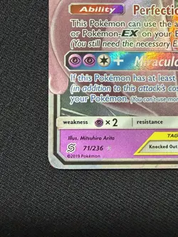 Mewtwo & Mew GX TAG TEAM 71/236 Ultra Rare Holo Unified Minds NM Pokemon - Image 5