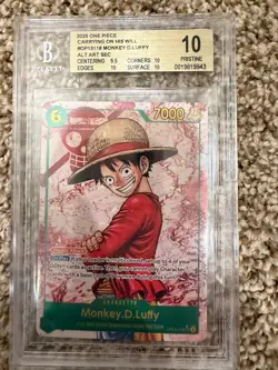 BGS 10 Monkey D. Luffy Card Game OP13-118, Carrying On His Will, Alt Sec - Image 1