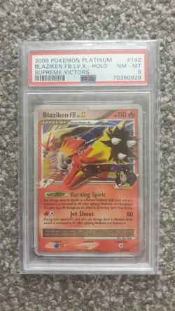 POKEMON CARD 2009 PLATINUM BLAZIKEN LEVEL X HOLO SUPREME VICTOR 142 GRADED PSA 8 - Image 1