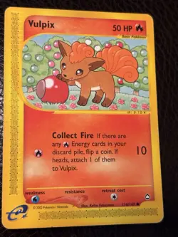 VULPIX 116/147 - NON-HOLO - Aquapolis - e-READER - WOTC Pokemon Card - 2002 LP - Image 1