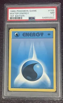 1999 Pokemon Game Base 1st Edition English PSA 7 Water Energy #102/102 Card - Image 1