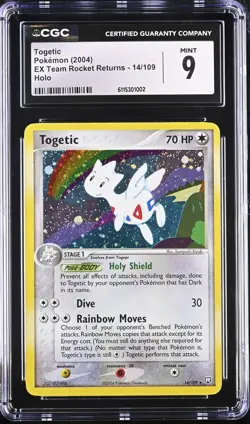 CGC 9 MINT Togetic 2004 EX Team Rocket Returns 14/109 Holo Pokemon Card - Image 1