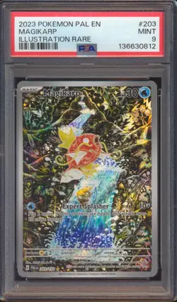2023 POKEMON PALDEA EVOLVED MAGIKARP ILLUSTRATION RARE #203 PSA 9 Undergraded! - Image 1