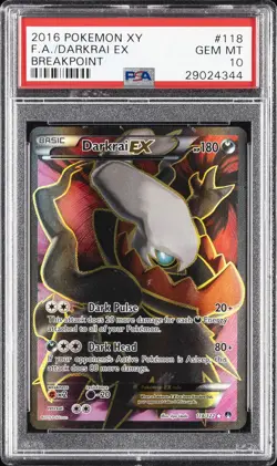 2016 POKEMON XY BREAKPOINT #118 FULL ART/DARKRAI EX PSA 10 - Image 1