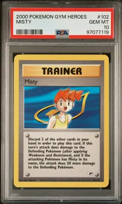 Pokemon Misty Non Holo Rare 102/132 Gym Heroes 2000 PSA 10 Gem mint - Image 1