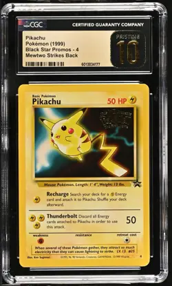 1999 POKEMON GAME MOVIE PROMO #4 PIKACHU CGC PRISTINE 10 - Image 1