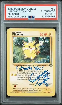 1999 Pokemon Jungle Pikachu #60 Veronica Taylor Signed Card PSA/DNA 10 Autograph - Image 3