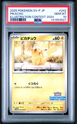 PSA 10 2025 POKEMON JAPANESE SV-P PROMO ILLUSTRATION CONTEST 2024 #242 PIKACHU - Image 1