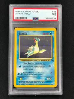 Pokemon 1999 Lapras Holo Fossil 10/62 PSA 7 - Image 1