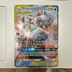 Pokemon Blastoise & Piplup GX TAG TEAM Ultra Rare Holo 38/236 Sm-Cosmic Eclipse - Image 1