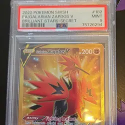 Pokemon Galarian Zapdos V Secret Rare 182/172 Brilliant Stars PSA 9 Holo - Image 3