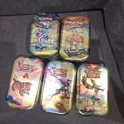 Pokemon TCG Vibrant Paldea Unopened Mini Tins, 5 Tins In this bundle - Image 1