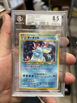 BGS 8.5 Feraligatr Holo Rare Japanese Neo Genesis 1999 Pokemon Card #160 Vintage - Image 1