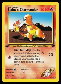 Blaine's Charmander 60/132 Common 1st Edition Gym Challenge Pokemon Card - Image 1