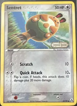 Pokemon TCG Sentret 62/92 Legend Maker Stamped Holo Common Card - Image 1
