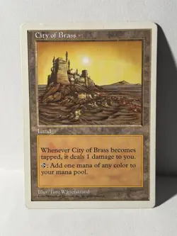 City of Brass MTG 5th Edition Vintage Magic the Gathering Land Card LP - Image 1